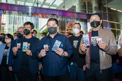 Dirut Telkomsel Hendri Mulya Syam, Menteri BUMN RI Erick Thohir dan Dirut Bank Mandiri Darmawan Junaidi mendukung penuh industri kreatif di Indonesia.